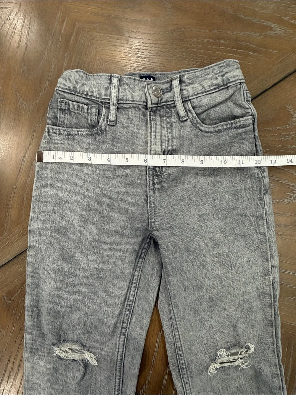 GAP Gray Acid-Wash Boyfriend Jeans with Knee Rips